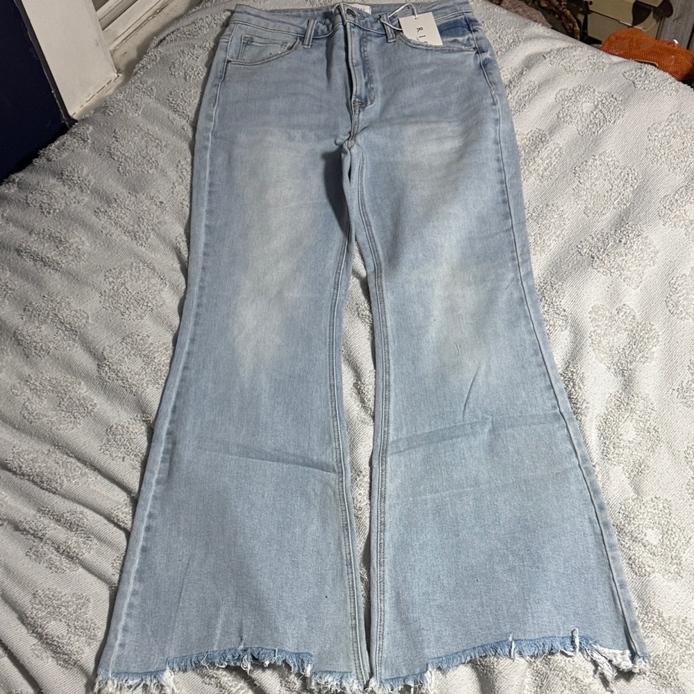 Risen Light Blue Flared Women Jeans